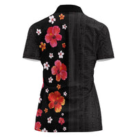 Hawaii Hibiscus and Plumeria Flowers Women Polo Shirt Tapa Tribal Pattern Half Style Colorful Mode LT03 - Polynesian Pride