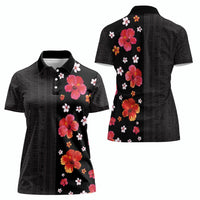 Hawaii Hibiscus and Plumeria Flowers Women Polo Shirt Tapa Tribal Pattern Half Style Colorful Mode LT03 - Polynesian Pride