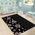 Hawaii Hibiscus and Plumeria Flowers Area Rug Tapa Tribal Pattern Half Style Grayscale Mode