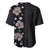 Hawaii Hibiscus and Plumeria Flowers Baseball Jersey Tapa Tribal Pattern Half Style Grayscale Mode