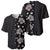 Hawaii Hibiscus and Plumeria Flowers Baseball Jersey Tapa Tribal Pattern Half Style Grayscale Mode