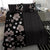 Hawaii Hibiscus and Plumeria Flowers Bedding Set Tapa Tribal Pattern Half Style Grayscale Mode