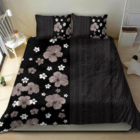 Hawaii Hibiscus and Plumeria Flowers Bedding Set Tapa Tribal Pattern Half Style Grayscale Mode LT03 - Polynesian Pride
