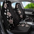 Hawaii Hibiscus and Plumeria Flowers Car Seat Cover Tapa Tribal Pattern Half Style Grayscale Mode