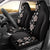 Hawaii Hibiscus and Plumeria Flowers Car Seat Cover Tapa Tribal Pattern Half Style Grayscale Mode