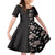 Hawaii Hibiscus and Plumeria Flowers Family Matching Off Shoulder Maxi Dress and Hawaiian Shirt Tapa Tribal Pattern Half Style Grayscale Mode