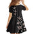 Hawaii Hibiscus and Plumeria Flowers Family Matching Off Shoulder Maxi Dress and Hawaiian Shirt Tapa Tribal Pattern Half Style Grayscale Mode