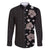 Hawaii Hibiscus and Plumeria Flowers Family Matching Off Shoulder Maxi Dress and Hawaiian Shirt Tapa Tribal Pattern Half Style Grayscale Mode