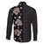 Hawaii Hibiscus and Plumeria Flowers Family Matching Off Shoulder Maxi Dress and Hawaiian Shirt Tapa Tribal Pattern Half Style Grayscale Mode