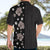 Hawaii Hibiscus and Plumeria Flowers Hawaiian Shirt Tapa Tribal Pattern Half Style Grayscale Mode