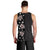 Hawaii Hibiscus and Plumeria Flowers Men Tank Top Tapa Tribal Pattern Half Style Grayscale Mode