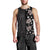 Hawaii Hibiscus and Plumeria Flowers Men Tank Top Tapa Tribal Pattern Half Style Grayscale Mode