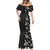 Hawaii Hibiscus and Plumeria Flowers Mermaid Dress Tapa Tribal Pattern Half Style Grayscale Mode