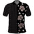Hawaii Hibiscus and Plumeria Flowers Polo Shirt Tapa Tribal Pattern Half Style Grayscale Mode