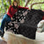 Hawaii Hibiscus and Plumeria Flowers Quilt Tapa Tribal Pattern Half Style Grayscale Mode