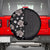 Hawaii Hibiscus and Plumeria Flowers Spare Tire Cover Tapa Tribal Pattern Half Style Grayscale Mode