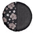 Hawaii Hibiscus and Plumeria Flowers Spare Tire Cover Tapa Tribal Pattern Half Style Grayscale Mode