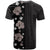 Hawaii Hibiscus and Plumeria Flowers T Shirt Tapa Tribal Pattern Half Style Grayscale Mode