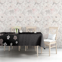 Hawaii Hibiscus and Plumeria Flowers Tablecloth Tapa Tribal Pattern Half Style Grayscale Mode LT03 - Polynesian Pride
