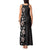 Hawaii Hibiscus and Plumeria Flowers Tank Maxi Dress Tapa Tribal Pattern Half Style Grayscale Mode