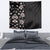 Hawaii Hibiscus and Plumeria Flowers Tapestry Tapa Tribal Pattern Half Style Grayscale Mode