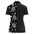 Hawaii Hibiscus and Plumeria Flowers Women Polo Shirt Tapa Tribal Pattern Half Style Grayscale Mode