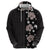 Hawaii Hibiscus and Plumeria Flowers Zip Hoodie Tapa Tribal Pattern Half Style Grayscale Mode