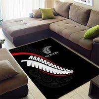 New Zealand Rugby Area Rug Sporty Silver Fern Shape with Maori Tattoos - Polynesian Pride