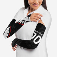 New Zealand Rugby Custom Arm Sleeves Sporty Silver Fern Shape with Maori Tattoos - Polynesian Pride