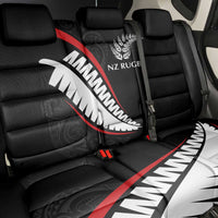 New Zealand Rugby Back Car Seat Cover Sporty Silver Fern Shape with Maori Tattoos - Polynesian Pride