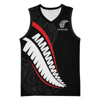 New Zealand Rugby Custom Basketball Jersey Sporty Silver Fern Shape with Maori Tattoos - Polynesian Pride