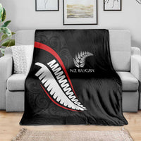 New Zealand Rugby Blanket Sporty Silver Fern Shape with Maori Tattoos - Polynesian Pride