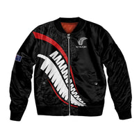 New Zealand Rugby Custom Bomber Jacket Sporty Silver Fern Shape with Maori Tattoos - Polynesian Pride
