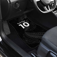 New Zealand Rugby Car Mats Sporty Silver Fern Shape with Maori Tattoos - Polynesian Pride