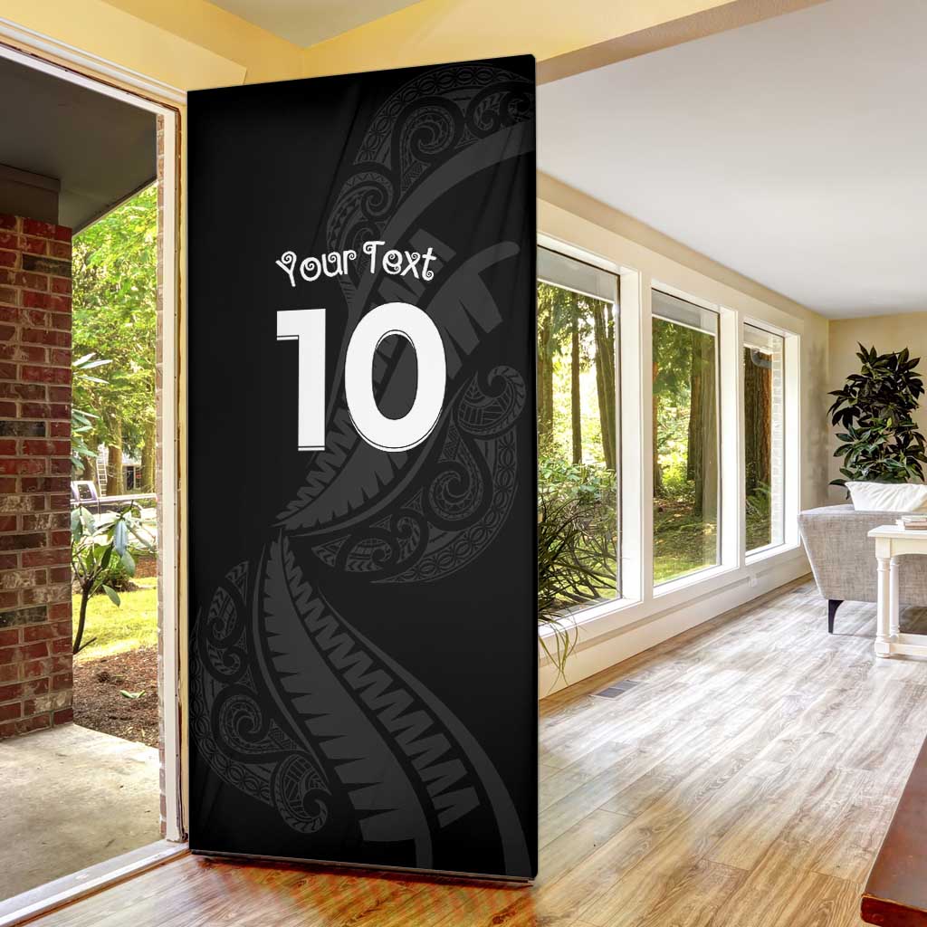 New Zealand Rugby Custom Door Cover Sporty Silver Fern Shape with Maori Tattoos - Polynesian Pride