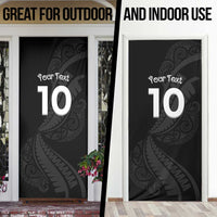 New Zealand Rugby Custom Door Cover Sporty Silver Fern Shape with Maori Tattoos - Polynesian Pride
