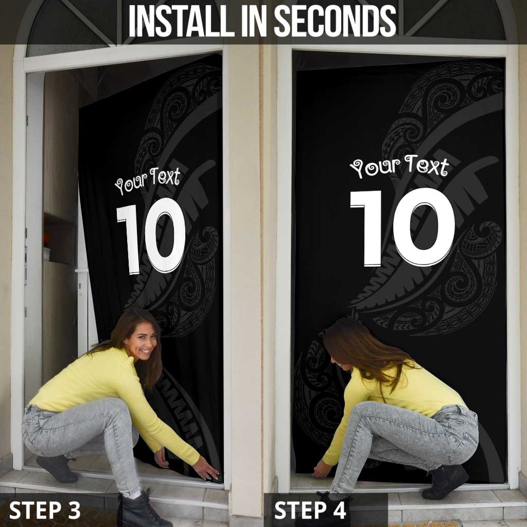 New Zealand Rugby Custom Door Cover Sporty Silver Fern Shape with Maori Tattoos - Polynesian Pride