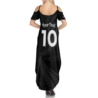 New Zealand Rugby Custom Family Matching Summer Maxi Dress and Hawaiian Shirt Sporty Silver Fern Shape with Maori Tattoos - Polynesian Pride
