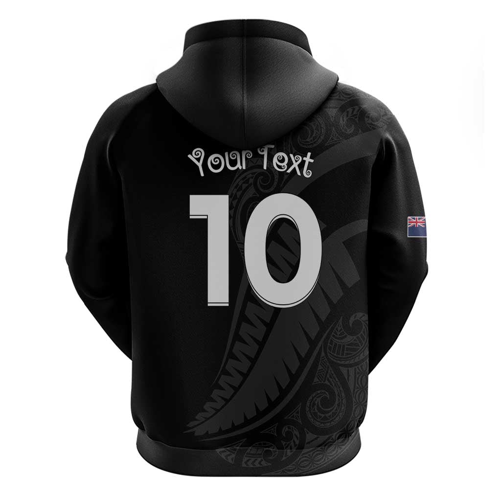 New Zealand Rugby Custom Hoodie Sporty Silver Fern Shape with Maori Tattoos - Polynesian Pride