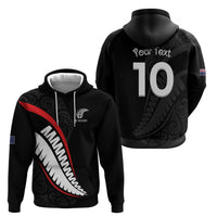 New Zealand Rugby Custom Hoodie Sporty Silver Fern Shape with Maori Tattoos - Polynesian Pride