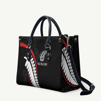 New Zealand Rugby Leather Bag Sporty Silver Fern Shape with Maori Tattoos - Polynesian Pride