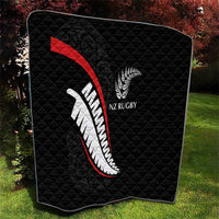 New Zealand Rugby Quilt Sporty Silver Fern Shape with Maori Tattoos - Polynesian Pride