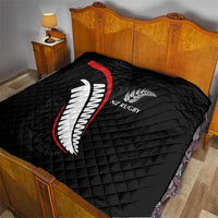 New Zealand Rugby Quilt Sporty Silver Fern Shape with Maori Tattoos - Polynesian Pride