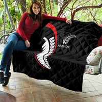 New Zealand Rugby Quilt Sporty Silver Fern Shape with Maori Tattoos - Polynesian Pride