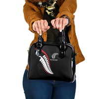 New Zealand Rugby Shoulder Handbag Sporty Silver Fern Shape with Maori Tattoos - Polynesian Pride
