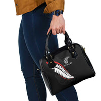 New Zealand Rugby Shoulder Handbag Sporty Silver Fern Shape with Maori Tattoos - Polynesian Pride