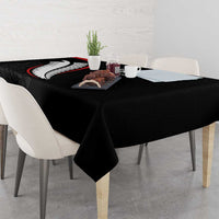 New Zealand Rugby Tablecloth Sporty Silver Fern Shape with Maori Tattoos - Polynesian Pride