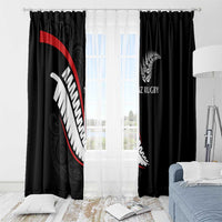 New Zealand Rugby Window Curtain Sporty Silver Fern Shape with Maori Tattoos - Polynesian Pride