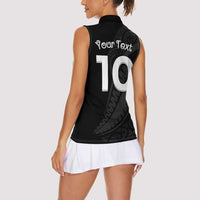 New Zealand Rugby Custom Women Sleeveless Polo Shirt Sporty Silver Fern Shape with Maori Tattoos - Polynesian Pride