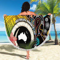 Vanuatu and Australia Together Beach Blanket Kangaroo with Pig Tusk Indigenous Pattern LT03 - Polynesian Pride